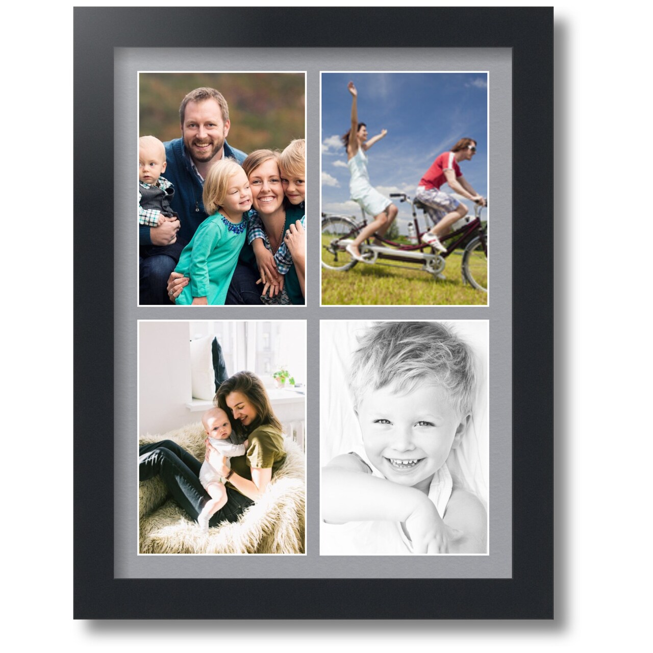ArtToFrames Collage Photo Picture Frame with 4 - 5x7 inch Openings, Framed in Black with Over 62 Mat Color Options and Regular Glass (CSM-3926-2153)